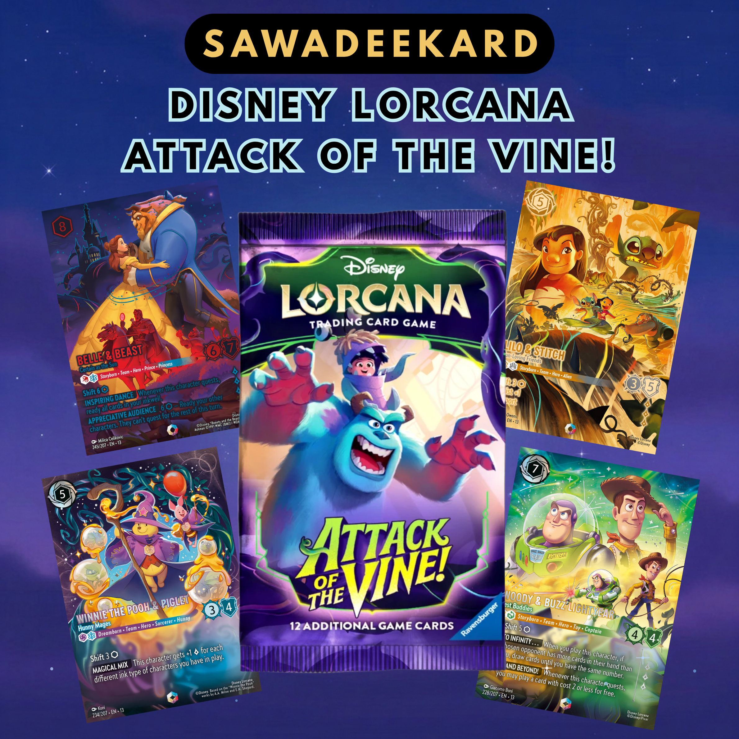 Disney Lorcana Attack of the Vine Booster Pack | Set 13 – Sawadeekard