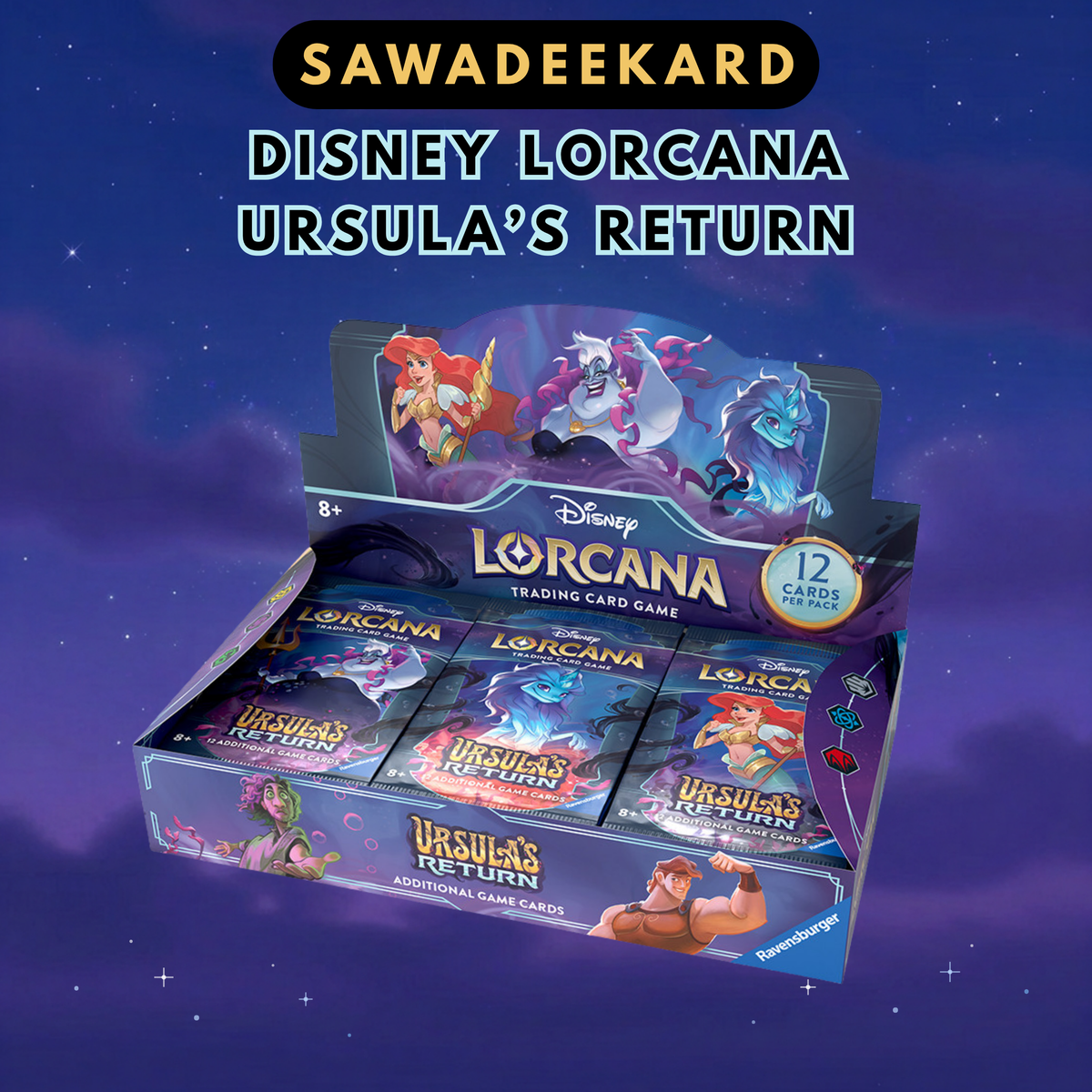 Disney Lorcana Ursula's Return Set 4 English booster box containing 24 packs with Ariel Cinderella and Enchanted chase cards