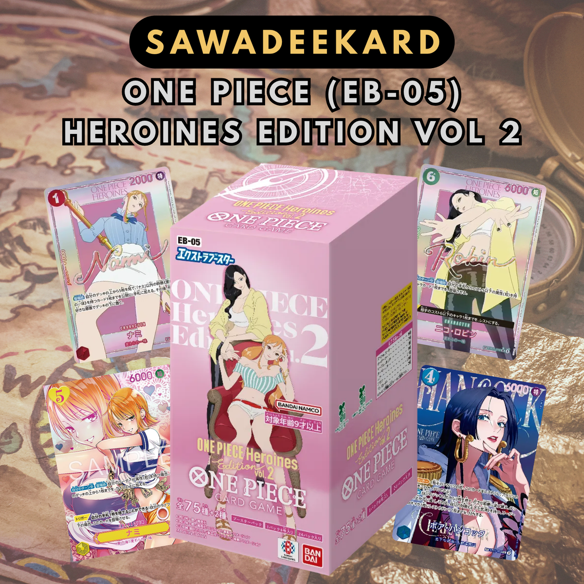 Japanese ONE PIECE CARD GAME EB-05 Heroines Edition Vol 2 booster box containing 24 packs