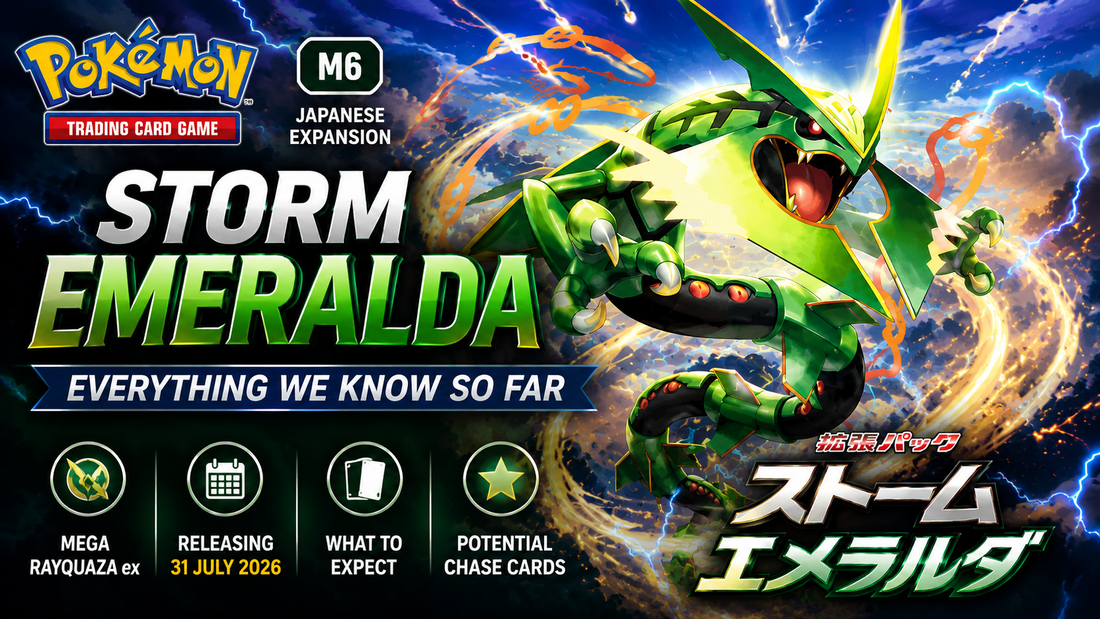 Pokémon Storm Emeralda M6 featuring Mega Rayquaza ex Japanese Pokémon TCG expansion guide