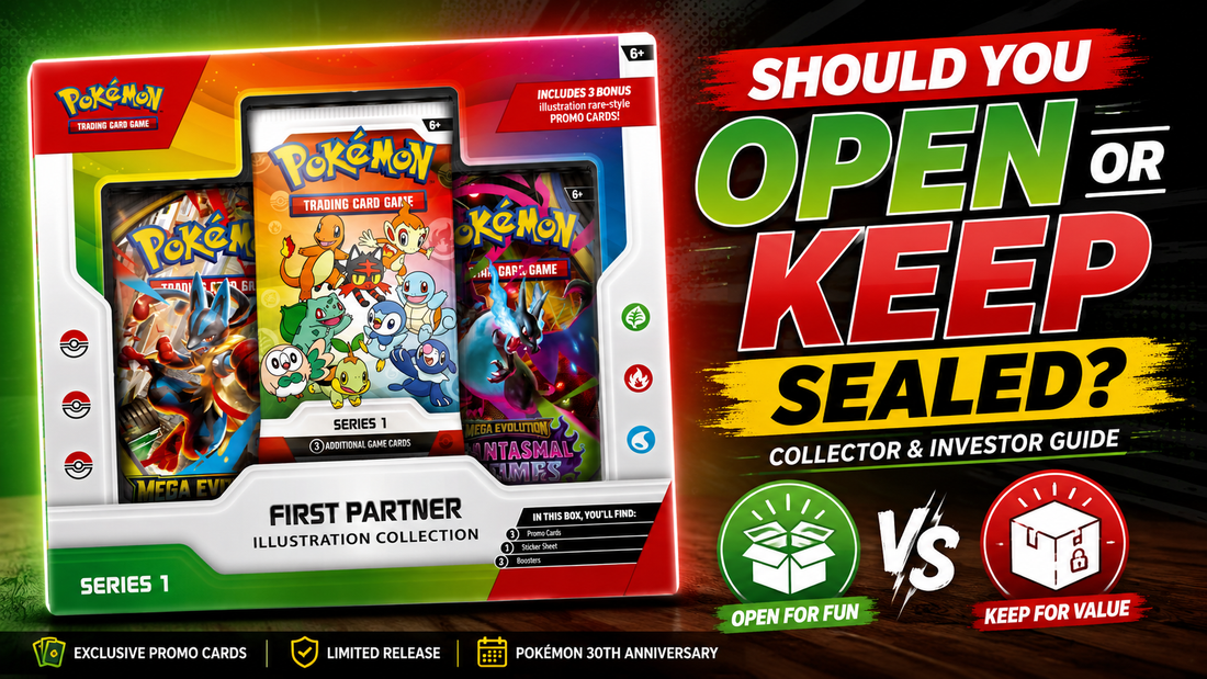 Should you open or keep the First Partner Illustration Collection sealed? Collector and long-term collecting guide featuring Pokémon First Partner Illustration Collection Series 1.