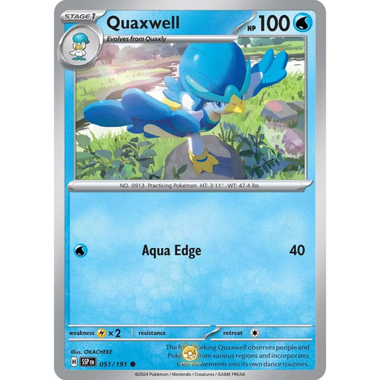 [ENG] Pokemon SV08 Surging Sparks: 051/191 Quaxwell [Water] [C - Common] (Non-foil)