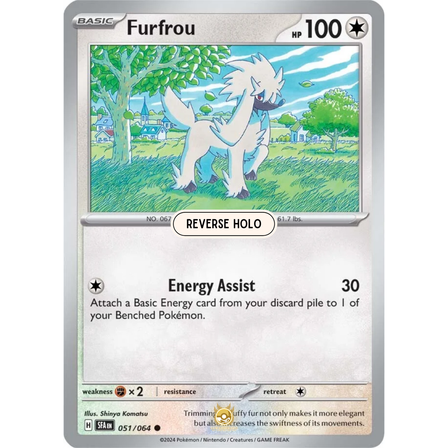 [ENG] Pokemon SV6.5 Shrouded Fable: 051/064 Furfrou [Colorless] [C - Common] (Reverse Holo)