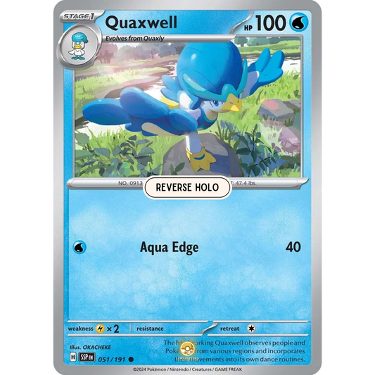 [ENG] Pokemon SV08 Surging Sparks: 051/191 Quaxwell [Water] [C - Common] (Reverse Holo)