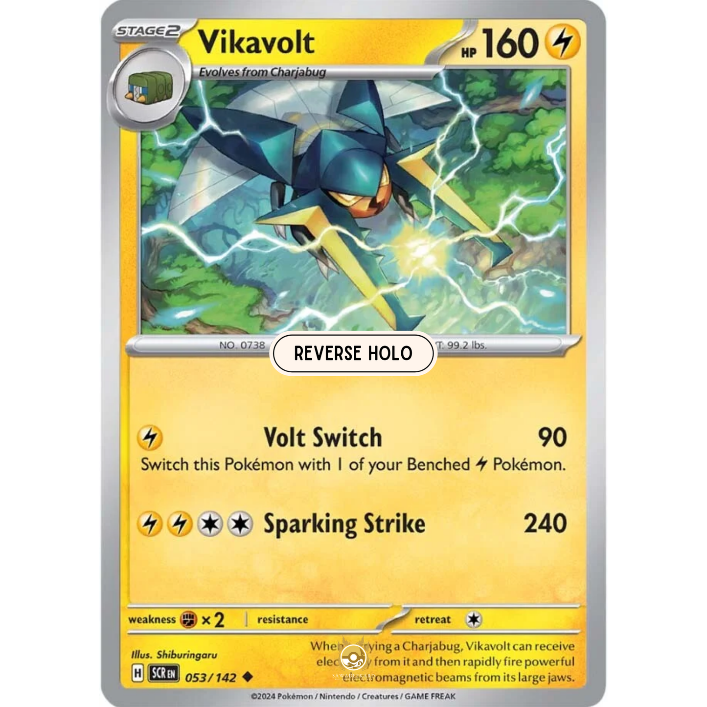 [ENG] Pokemon SV07 Stellar Crown: 053/142 Vikavolt [Lightning] [U - Uncommon] (Reverse Holo)