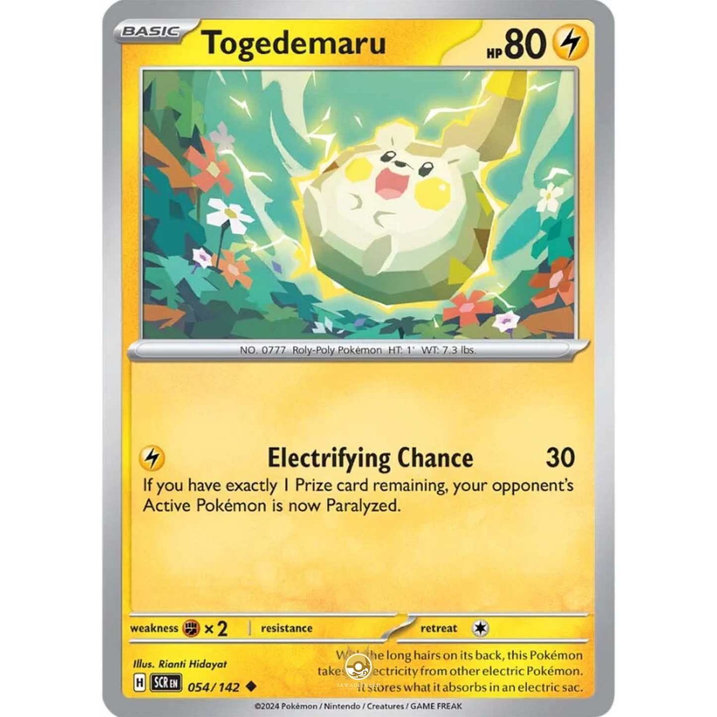 [ENG] Pokemon SV07 Stellar Crown: 054/142 Togedemaru [Lightning] [U - Uncommon] (Non-foil)