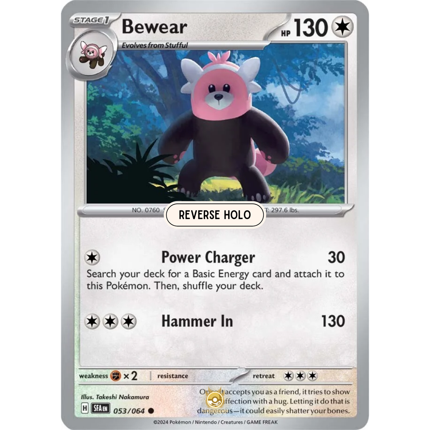 [ENG] Pokemon SV6.5 Shrouded Fable: 053/064 Bewear [Colorless] [C - Common] (Reverse Holo)