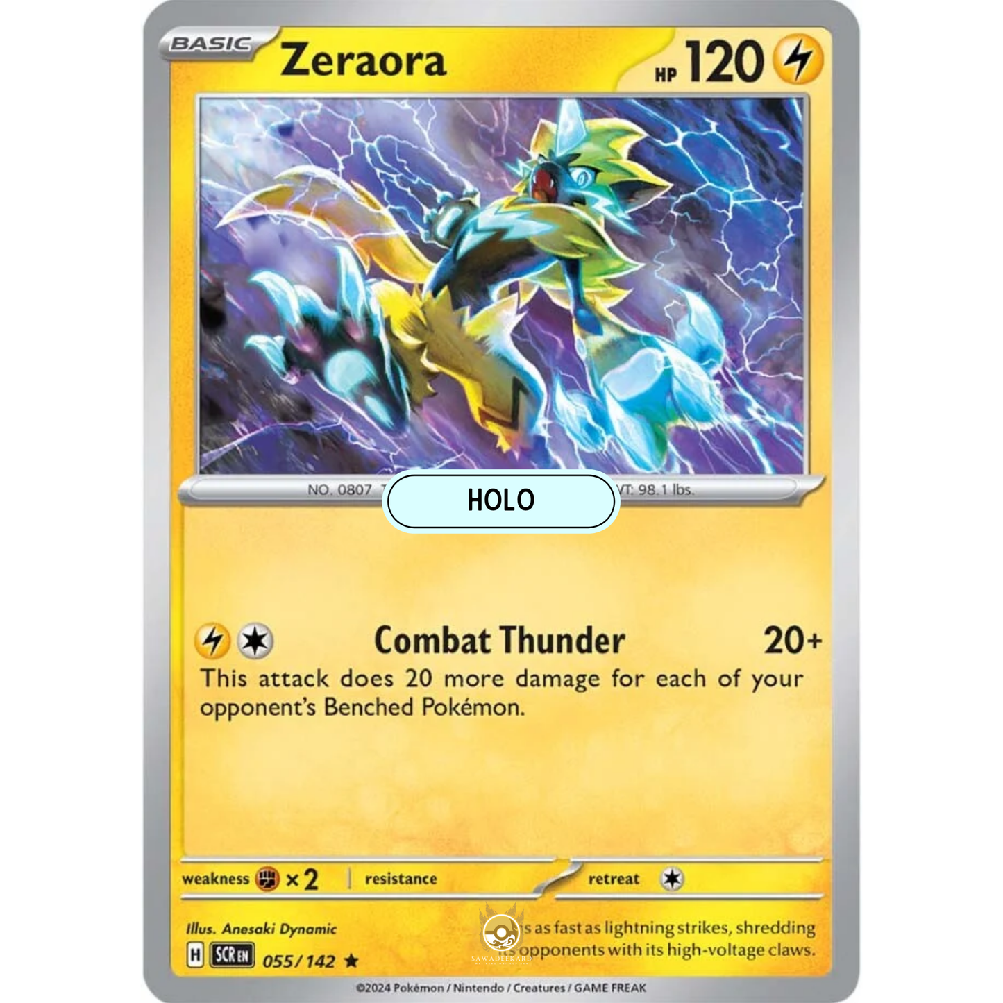 [ENG] Pokemon SV07 Stellar Crown: 055/142 Zeraora [Lightning] [R - Rare] (Foil)