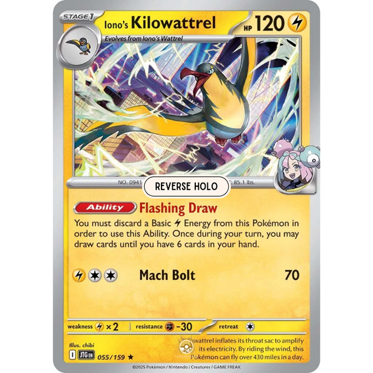 [ENG] Pokemon SV09 Journey Together: 055/159 Iono's Kilowattrel [Lightning] [R - Rare] (Reverse Holo)