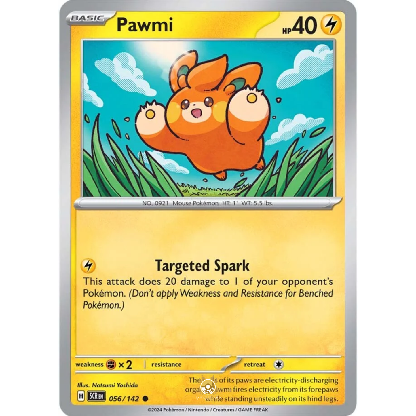 [ENG] Pokemon SV07 Stellar Crown: 056/142 Pawmi [Lightning] [C - Common] (Non-foil)