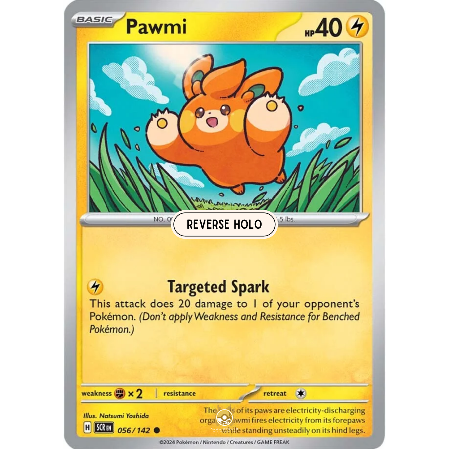 [ENG] Pokemon SV07 Stellar Crown: 056/142 Pawmi [Lightning] [C - Common] (Reverse Holo)