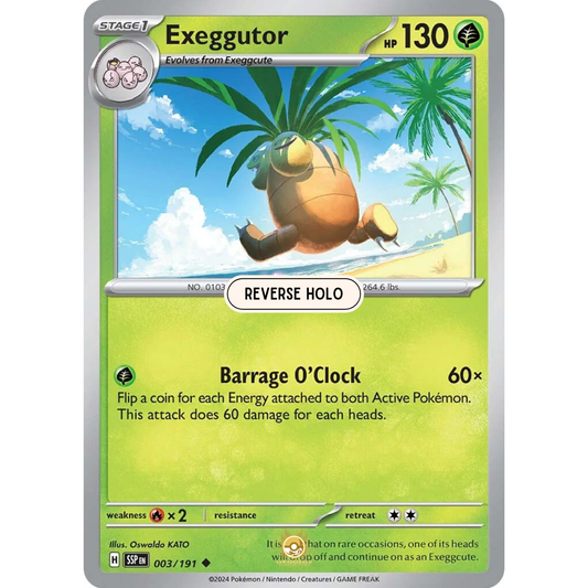 [ENG] Pokemon SV08 Surging Sparks: 003/191 Exeggutor [Grass] [U - Uncommon] (Reverse Holo)