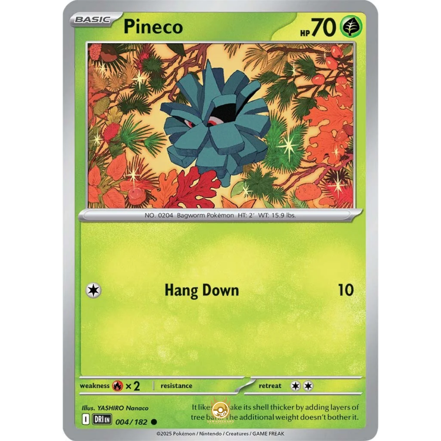 [ENG] Pokemon SV10 Destined Rivals: 004/182 Pineco [Grass] [C - Common] (Non-foil)