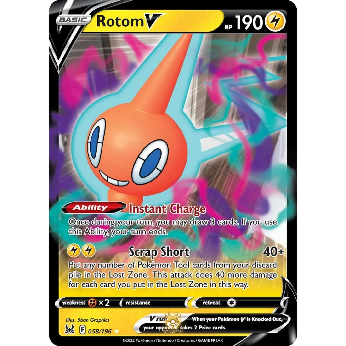 [ENG] SWSH 11 Lost Origin: 058/196 Rotom V R (Foil)