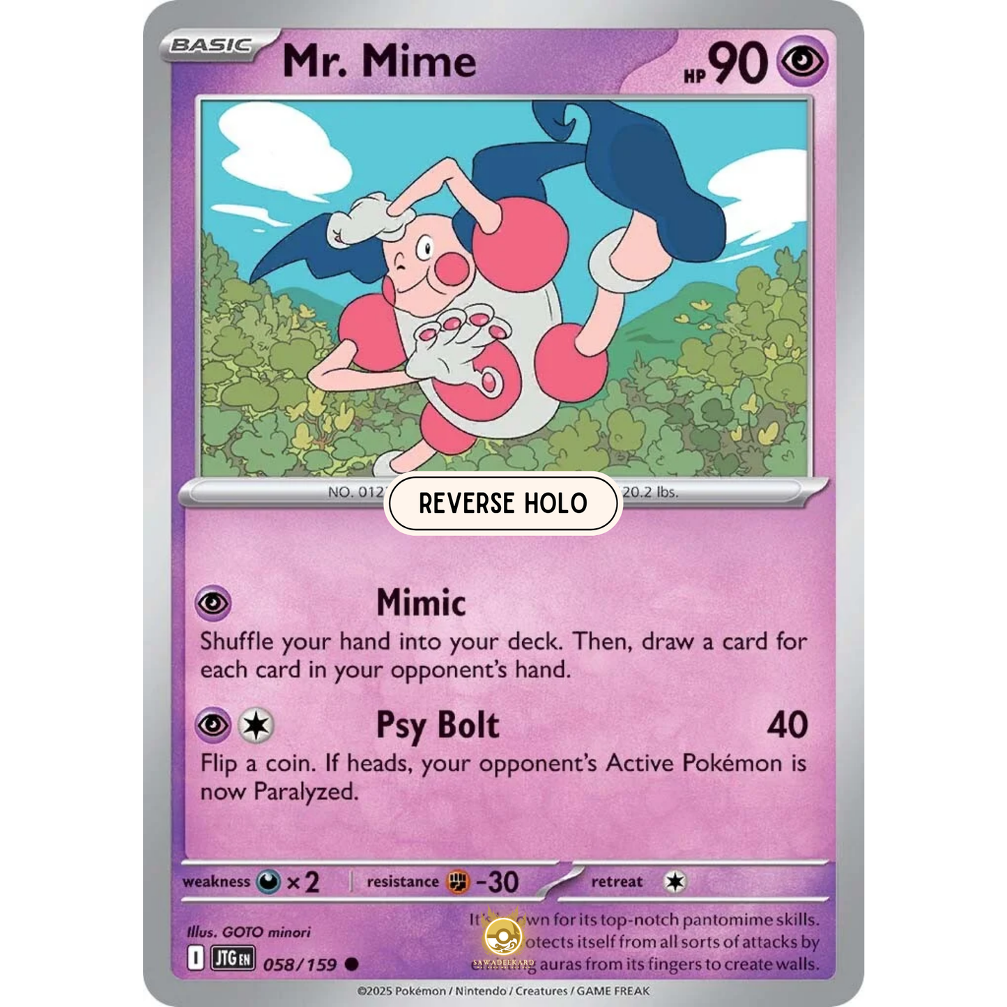[ENG] Pokemon SV09 Journey Together: 058/159 Mr. Mime [Psychic] [C - Common] (Reverse Holo)