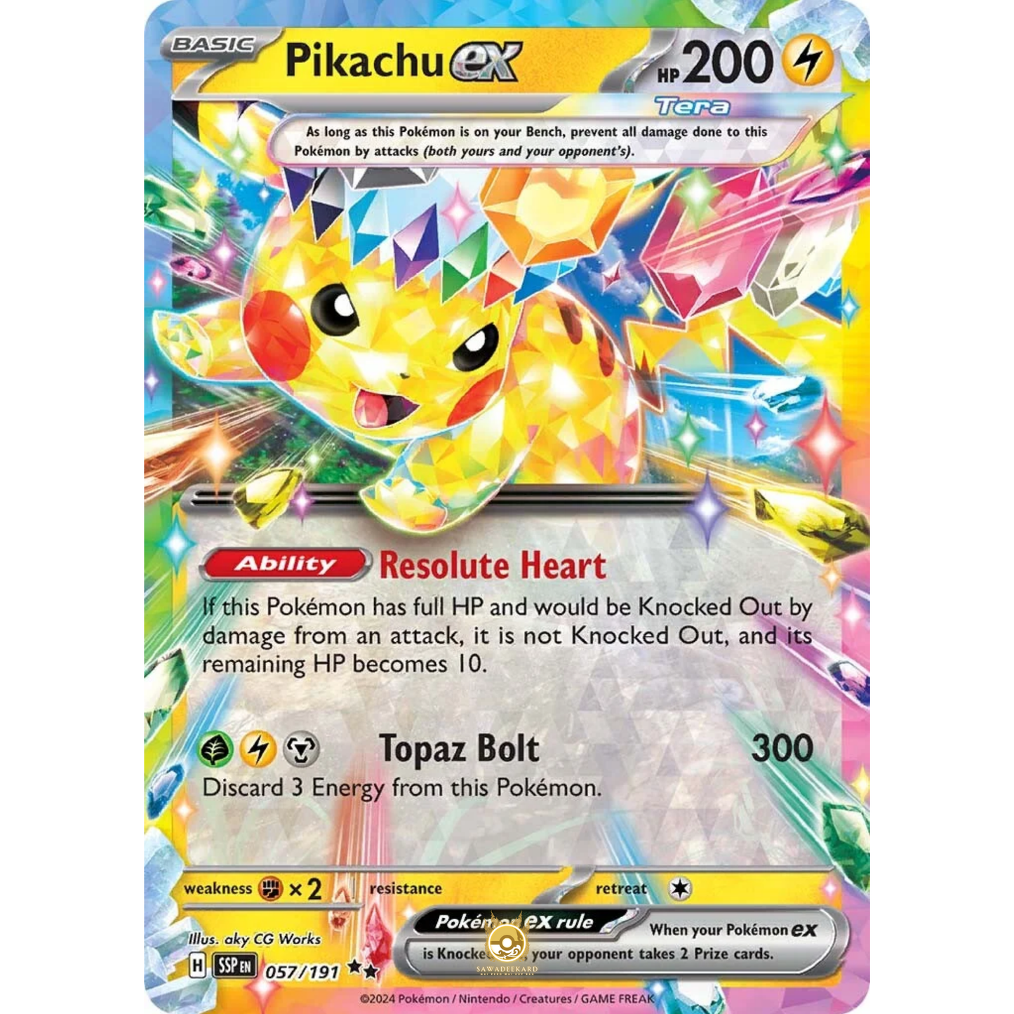 [ENG] Pokemon SV08 Surging Sparks: 057/191 Pikachu ex [Lightning] [RR - Double Rare] (Foil)