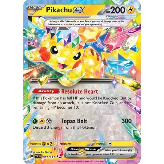 [ENG] Pokemon SV08 Surging Sparks: 057/191 Pikachu ex [Lightning] [RR - Double Rare] (Foil)
