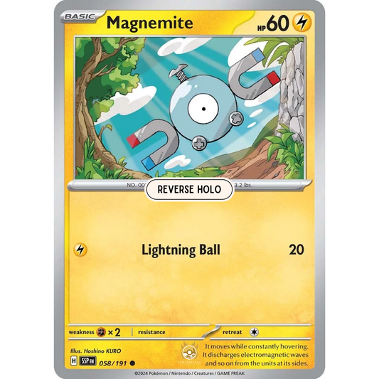[ENG] Pokemon SV08 Surging Sparks: 058/191 Magnemite [Lightning] [C - Common] (Reverse Holo)