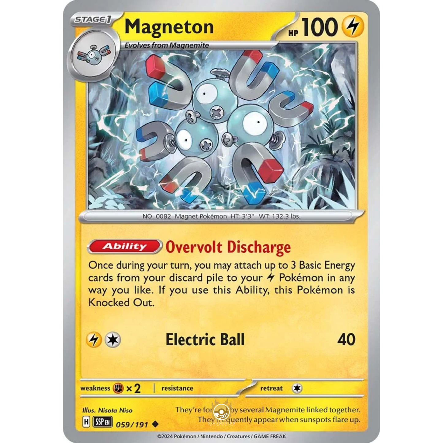 [ENG] Pokemon SV08 Surging Sparks: 059/191 Magneton [Lightning] [U - Uncommon] (Non-foil)