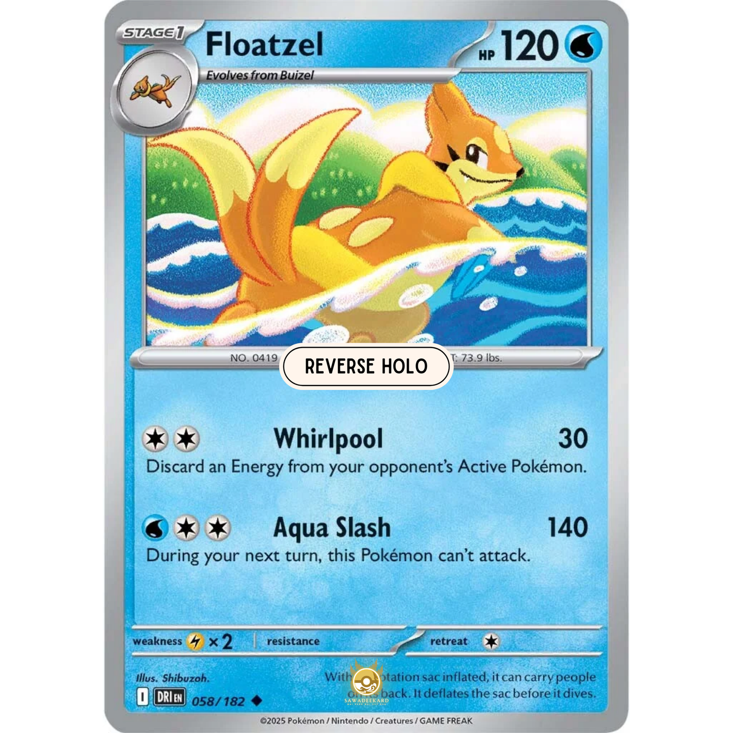 [ENG] Pokemon SV10 Destined Rivals: 058/182 Floatzel [Water] [U - Uncommon] (Reverse Holo)