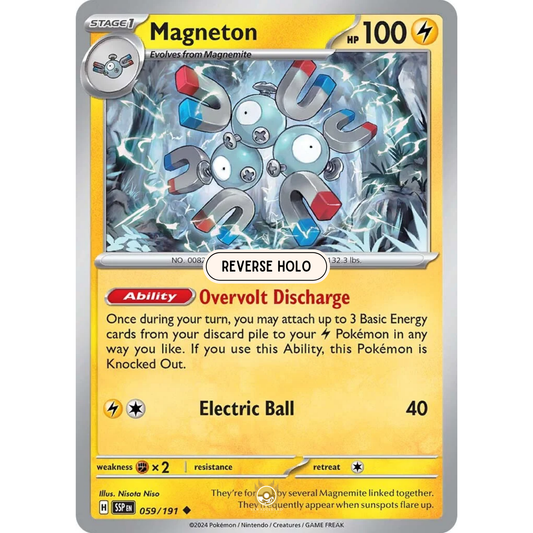 [ENG] Pokemon SV08 Surging Sparks: 059/191 Magneton [Lightning] [U - Uncommon] (Reverse Holo)