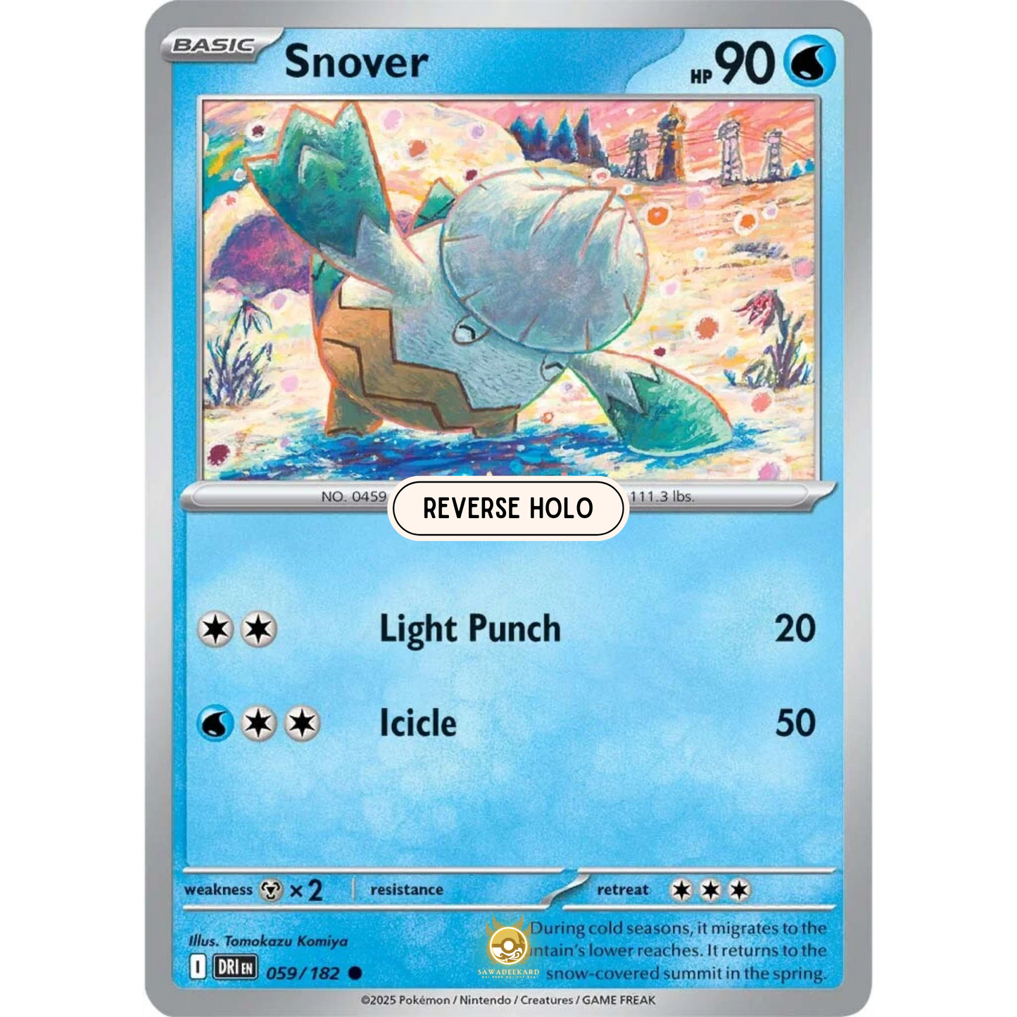 [ENG] Pokemon SV10 Destined Rivals: 059/182 Snover [Water] [C - Common] (Reverse Holo)