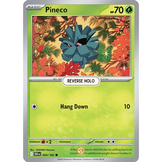 [ENG] Pokemon SV10 Destined Rivals: 004/182 Pineco [Grass] [C - Common] (Reverse Holo)