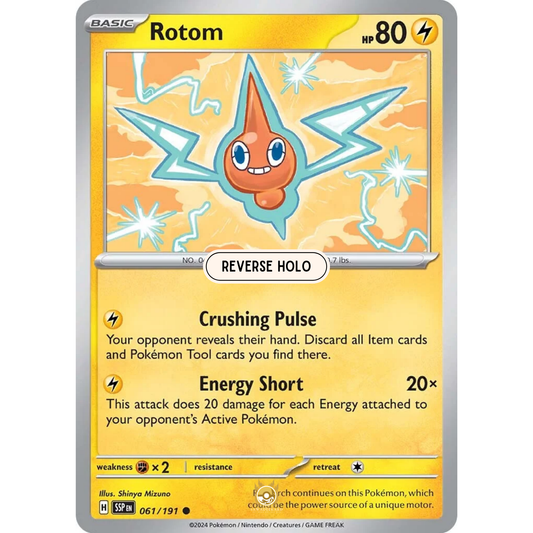 [ENG] Pokemon SV08 Surging Sparks: 061/191 Rotom [Lightning] [C - Common] (Reverse Holo)