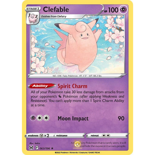 [ENG] SWSH 11 Lost Origin: 063/196 Clefable R (Non-Foil)