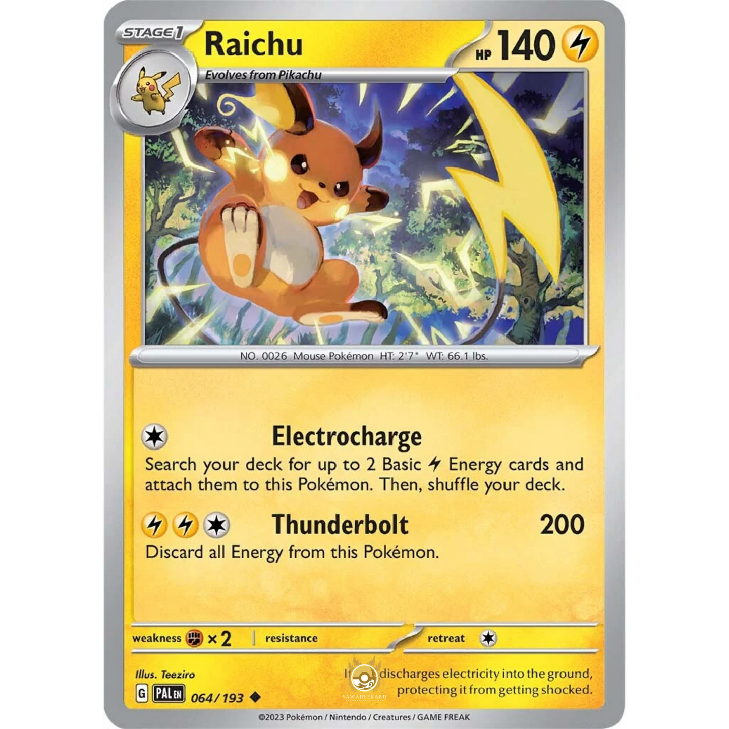 [ENG] SV02 Paldea Evolved: 064/193 Raichu U (Non-Foil)