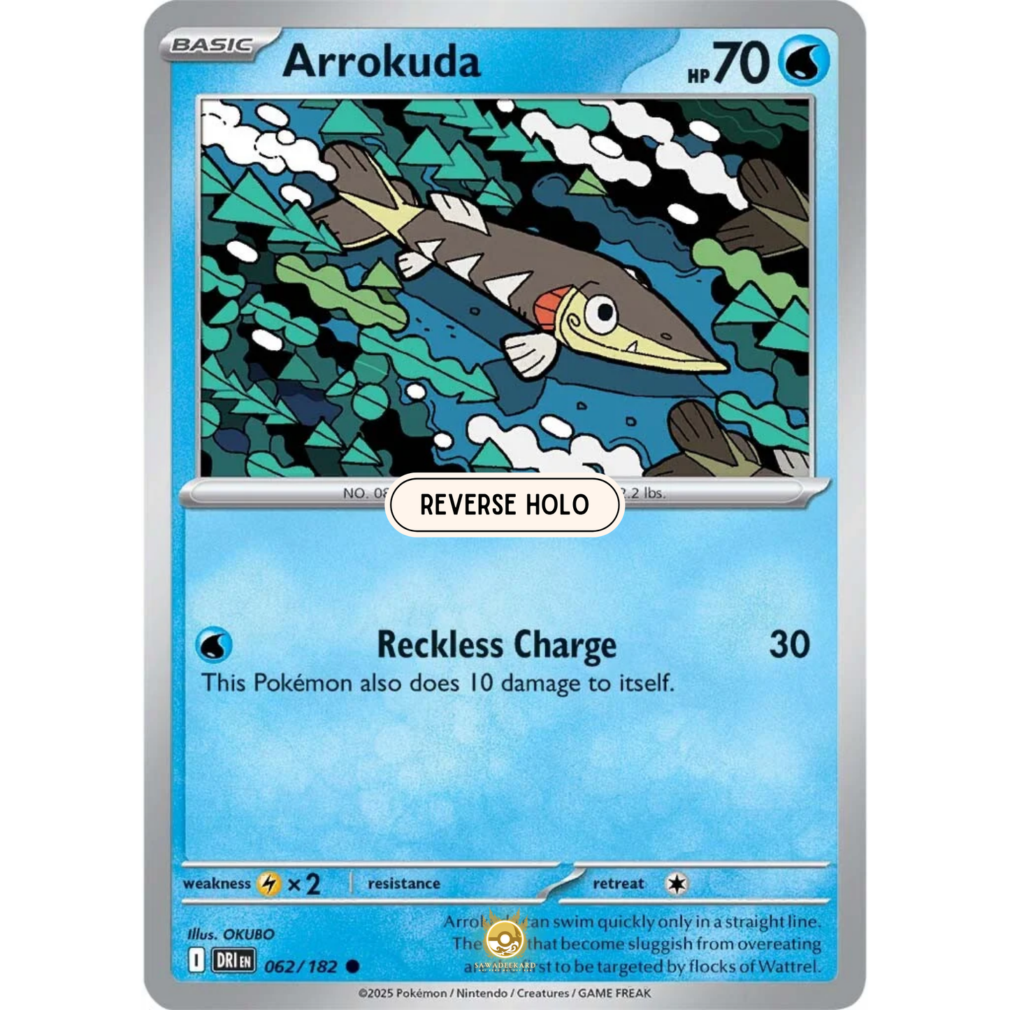 [ENG] Pokemon SV10 Destined Rivals: 062/182 Arrokuda [Water] [C - Common] (Reverse Holo)