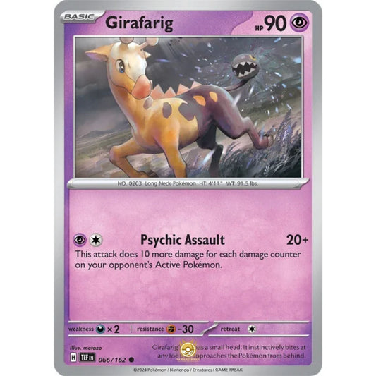 [ENG]	SV05	Temporal Forces:	066/162	Girafarig	[Psychic]	[C - Common]	(Non-Foil)