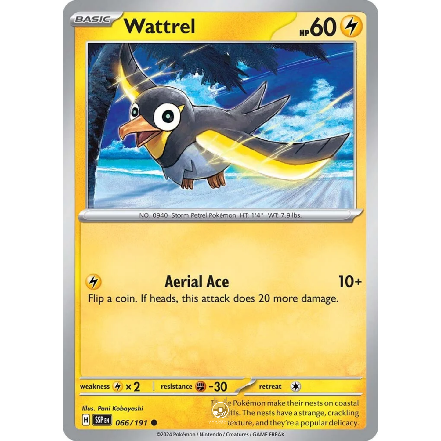 [ENG] Pokemon SV08 Surging Sparks: 066/191 Wattrel [Lightning] [C - Common] (Non-foil)
