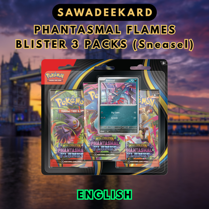 [ENG]	[Mega	ME02]	Phantasmal Flames	Blister  Pokemon TCG	(3	Packs)