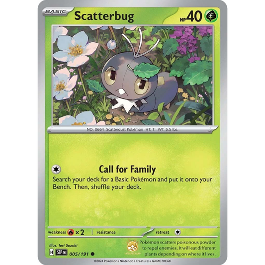 [ENG] Pokemon SV08 Surging Sparks: 005/191 Scatterbug [Grass] [C - Common] (Non-foil)