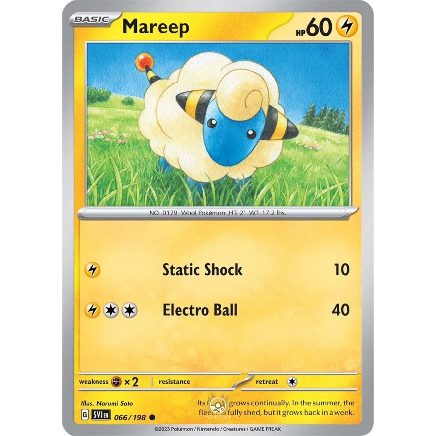 [ENG] SV01 Scarlet Violet Base Set: 066/198 Mareep C (Non-Foil)