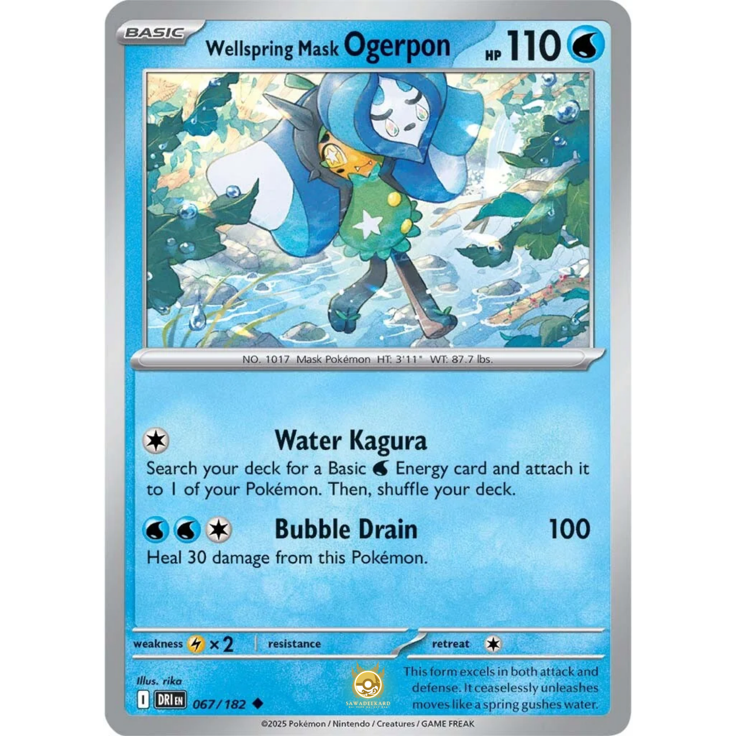 [ENG] Pokemon SV10 Destined Rivals: 067/182 Wellspring Mask Ogerpon [Water] [U - Uncommon] (Non-foil)