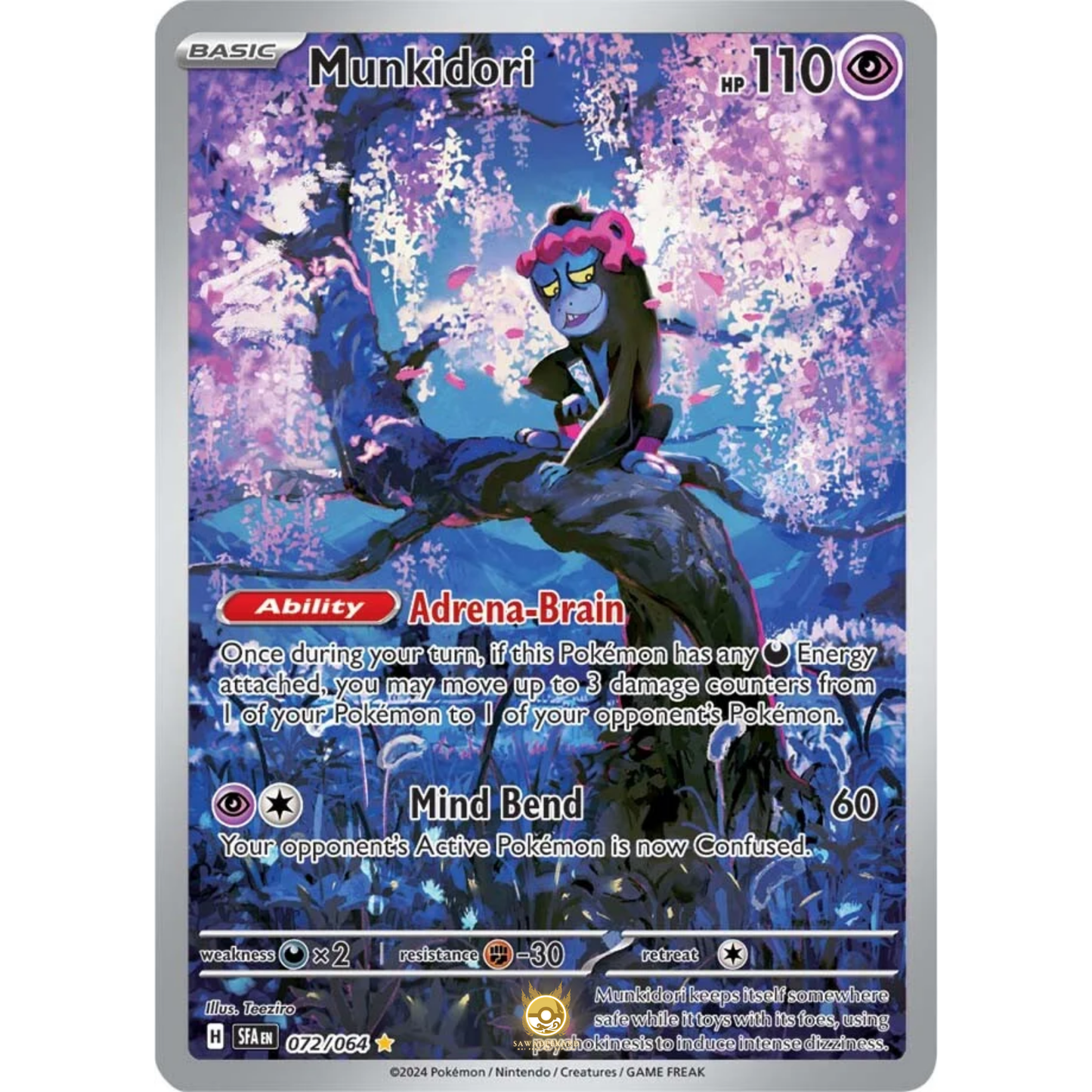 [ENG] Pokemon SV6.5 Shrouded Fable: 072/064 Munkidori [Psychic] [IR - Illustration Rare] (Foil)