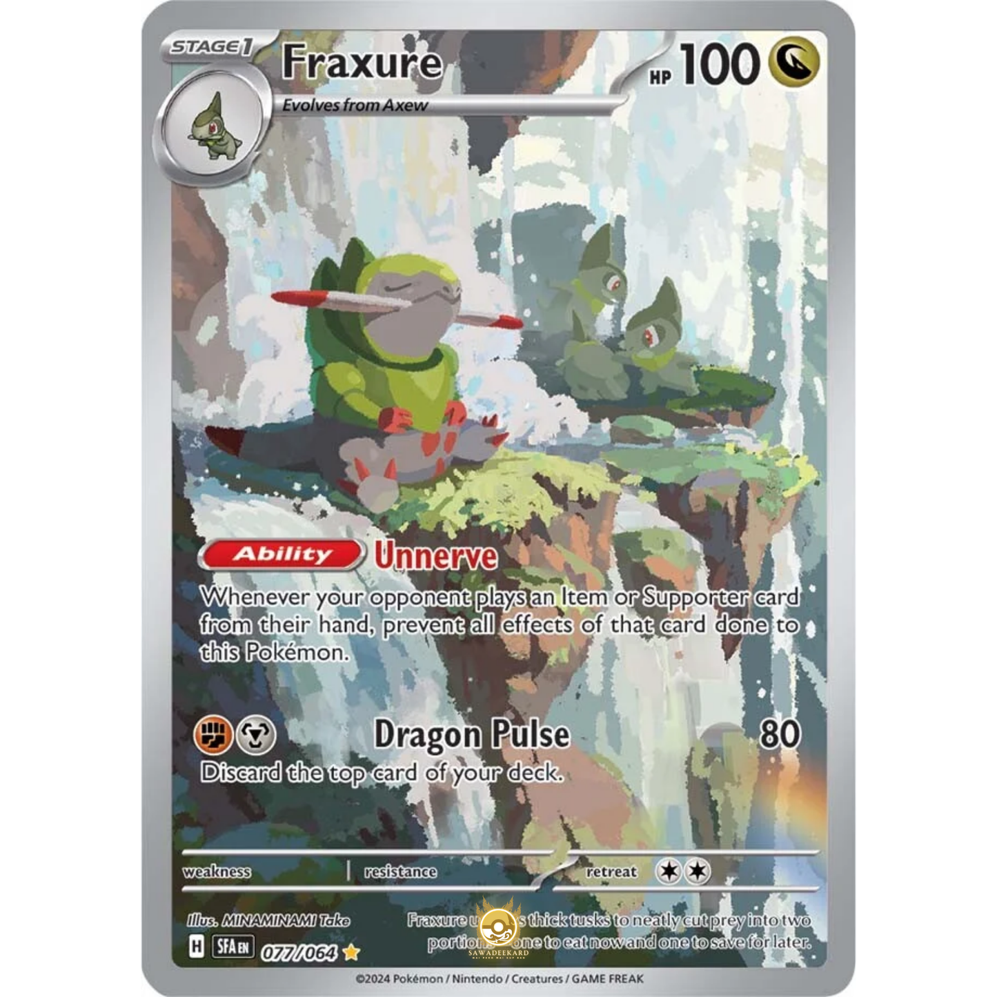 [ENG] Pokemon SV6.5 Shrouded Fable: 077/064 Fraxure [Dragon] [IR - Illustration Rare] (Foil)
