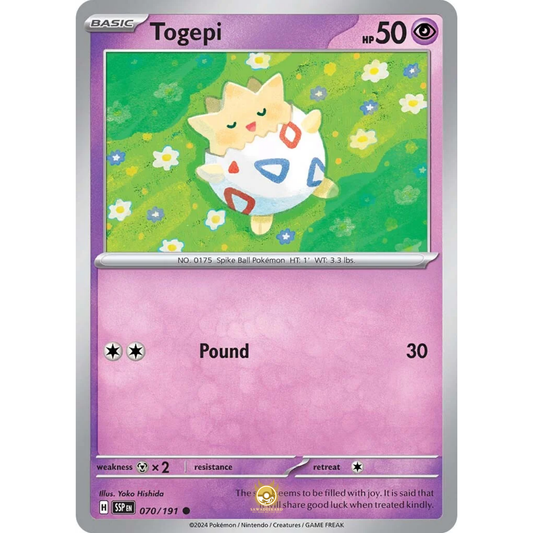 [ENG] Pokemon SV08 Surging Sparks: 070/191 Togepi [Psychic] [C - Common] (Non-foil)
