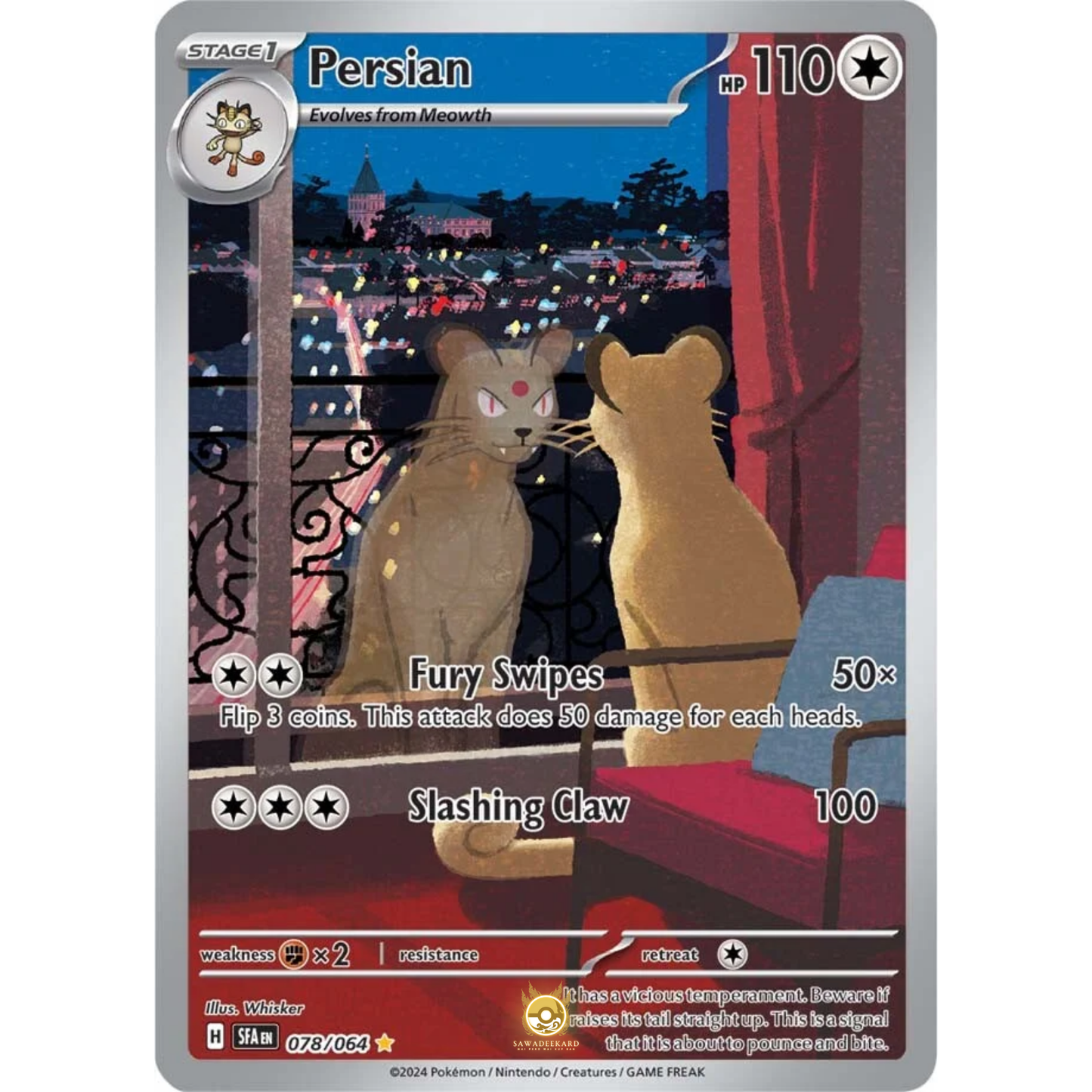 [ENG] Pokemon SV6.5 Shrouded Fable: 078/064 Persian [Colorless] [IR - Illustration Rare] (Foil)