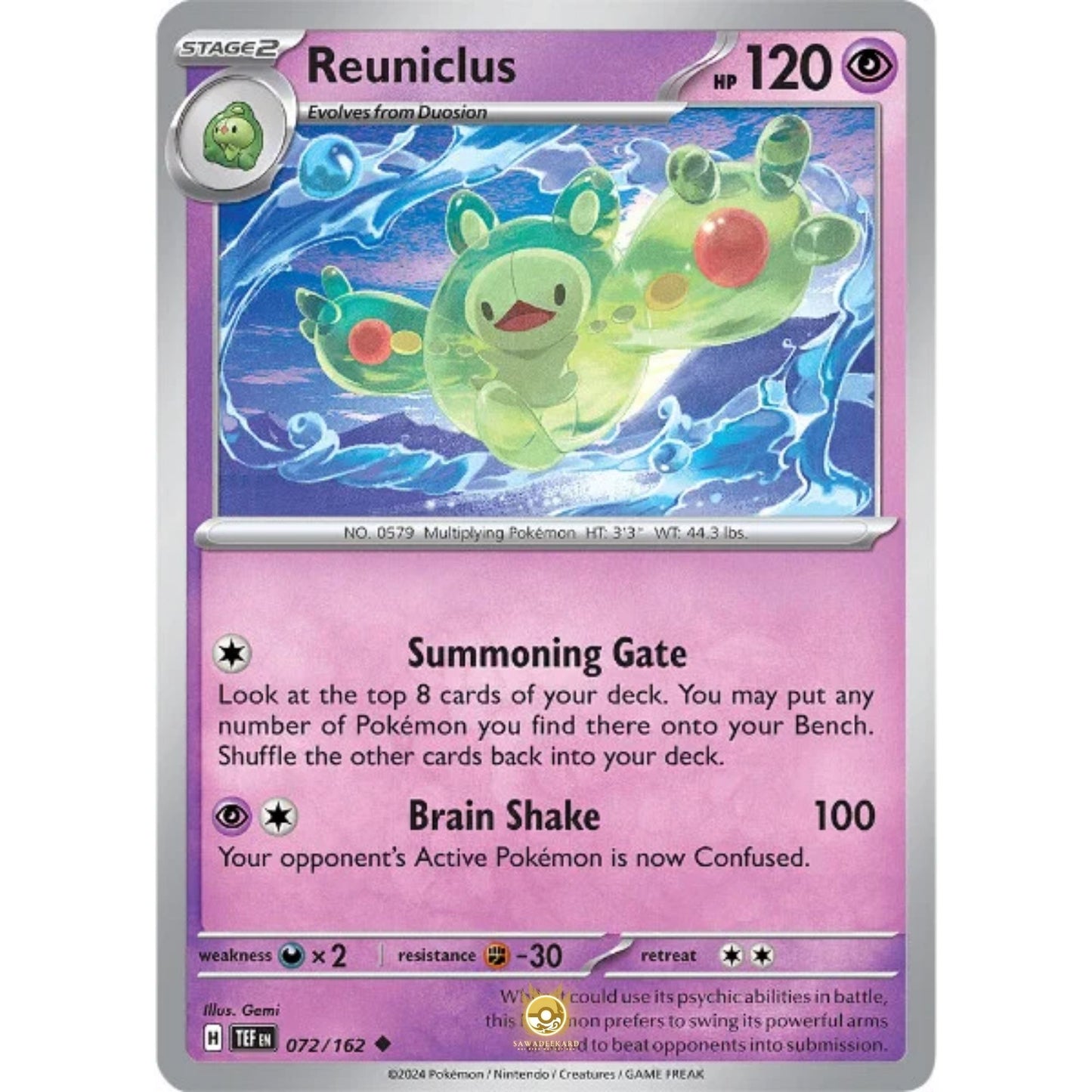 [ENG]	SV05	Temporal Forces:	072/162	Reuniclus	[Psychic]	[U - Uncommon]	(Non-Foil)