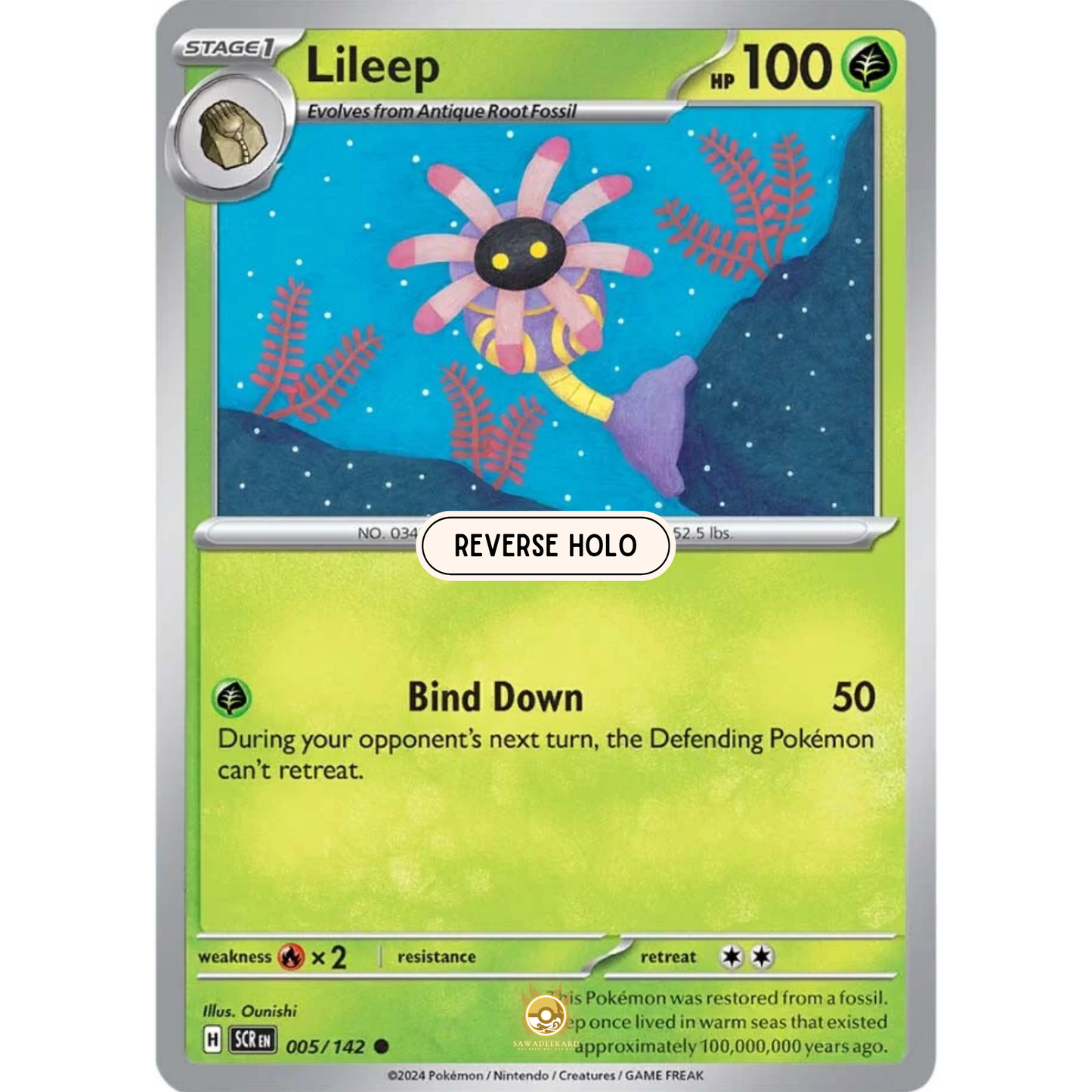 [ENG] Pokemon SV07 Stellar Crown: 005/142 Lileep [Grass] [C - Common] (Reverse Holo)