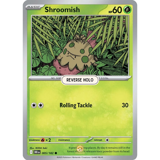 [ENG] Pokemon SV10 Destined Rivals: 005/182 Shroomish [Grass] [C - Common] (Reverse Holo)