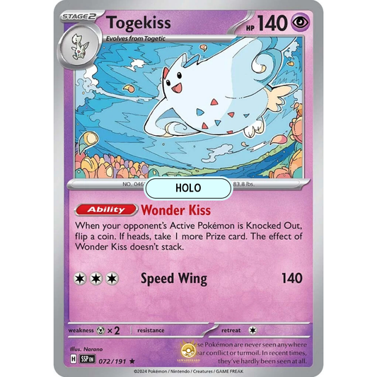 [ENG] Pokemon SV08 Surging Sparks: 072/191 Togekiss [Psychic] [R - Rare] (Foil)