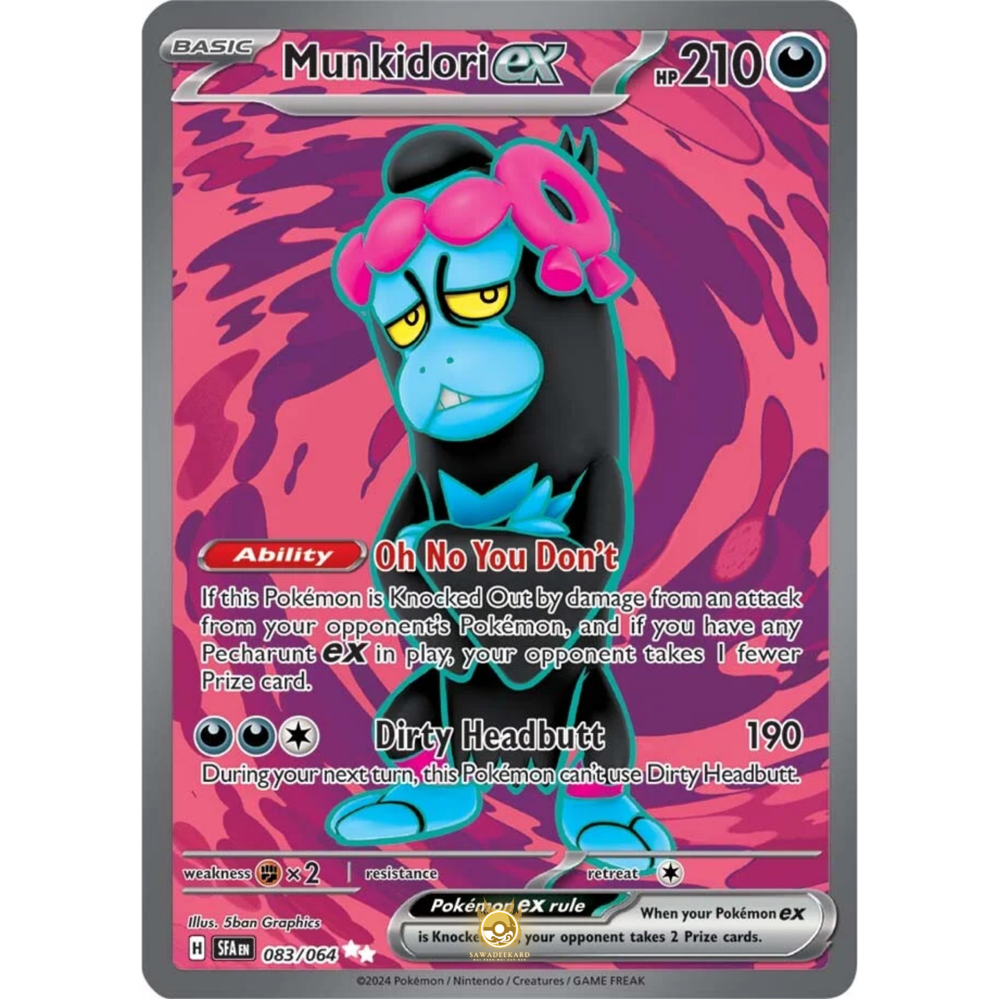 [ENG] Pokemon SV6.5 Shrouded Fable: 083/064 Munkidori ex [Darkness] [UR - Ultra Rare] (Foil)