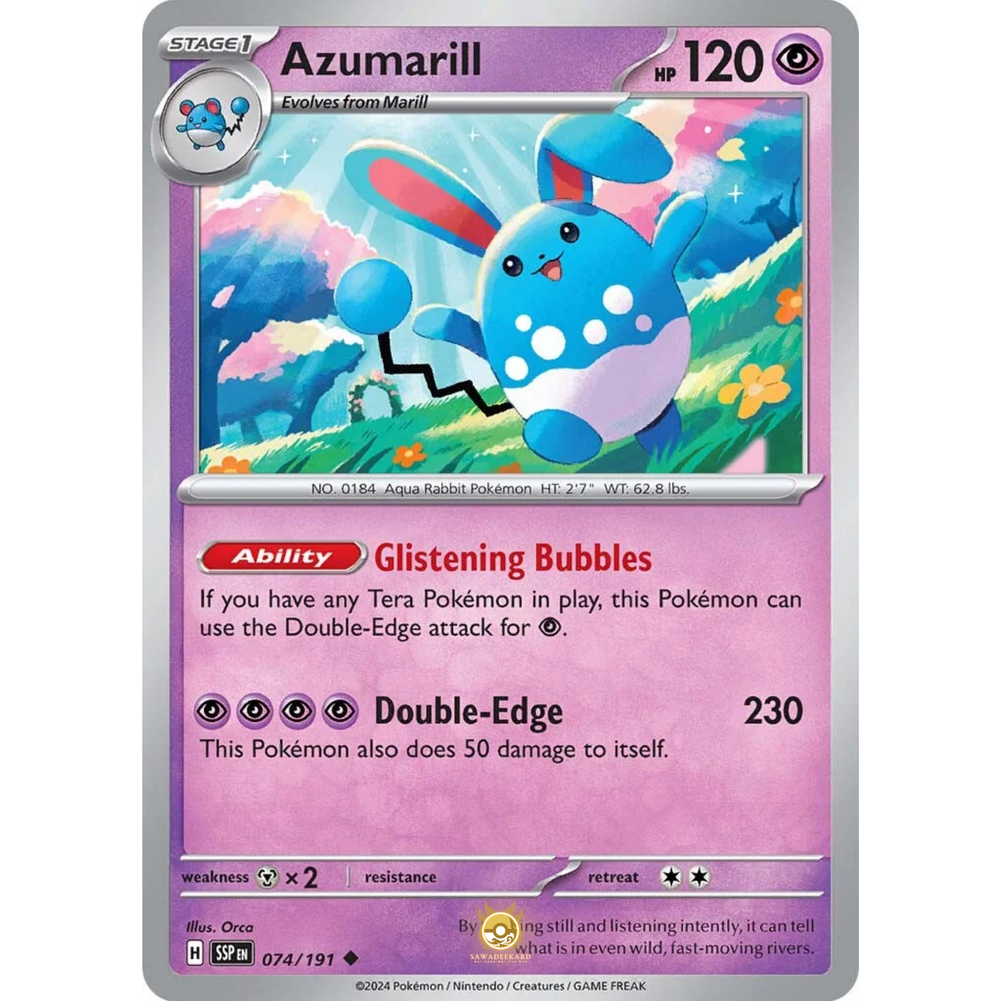 [ENG] Pokemon SV08 Surging Sparks: 074/191 Azumarill [Psychic] [U - Uncommon] (Non-foil)