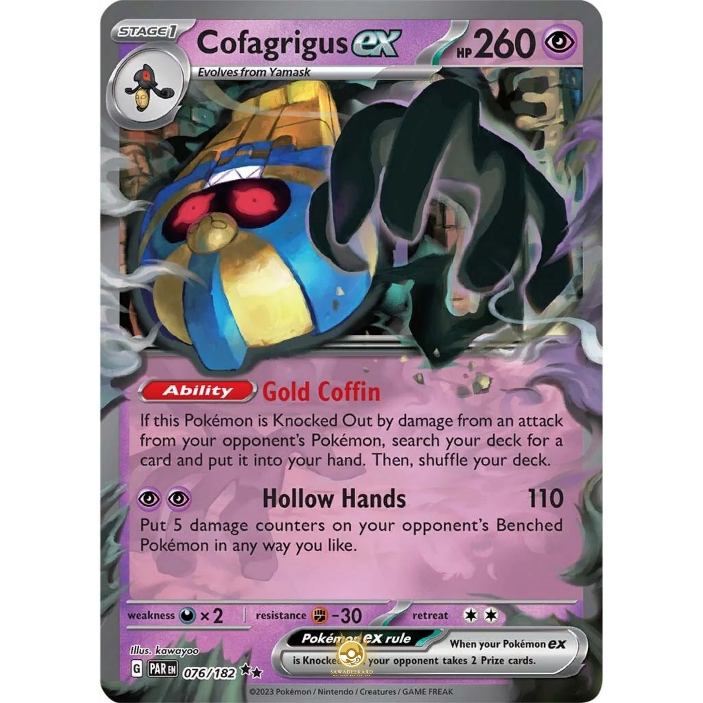 [ENG]	SV04	Paradox Rift:	076/182	Cofagrigus ex	RR	(Foil)