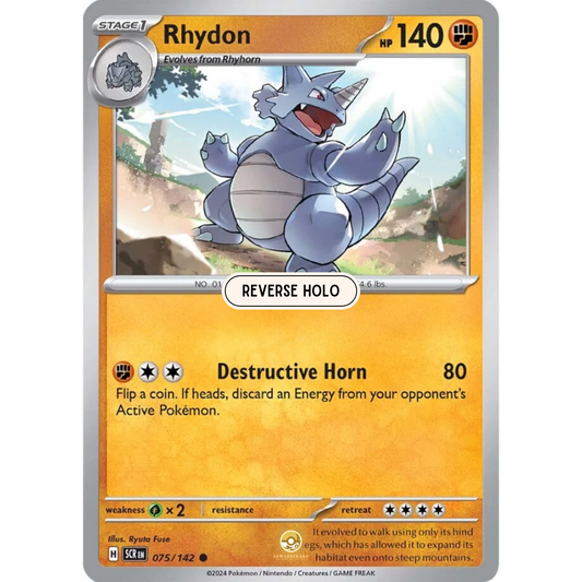 [ENG] Pokemon SV07 Stellar Crown: 075/142 Rhydon [Fighting] [C - Common] (Reverse Holo)