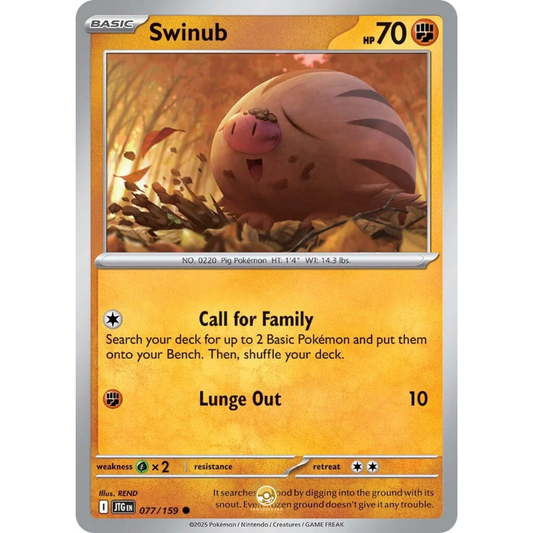 [ENG] Pokemon SV09 Journey Together: 077/159 Swinub [Fighting] [C - Common] (Non-foil)